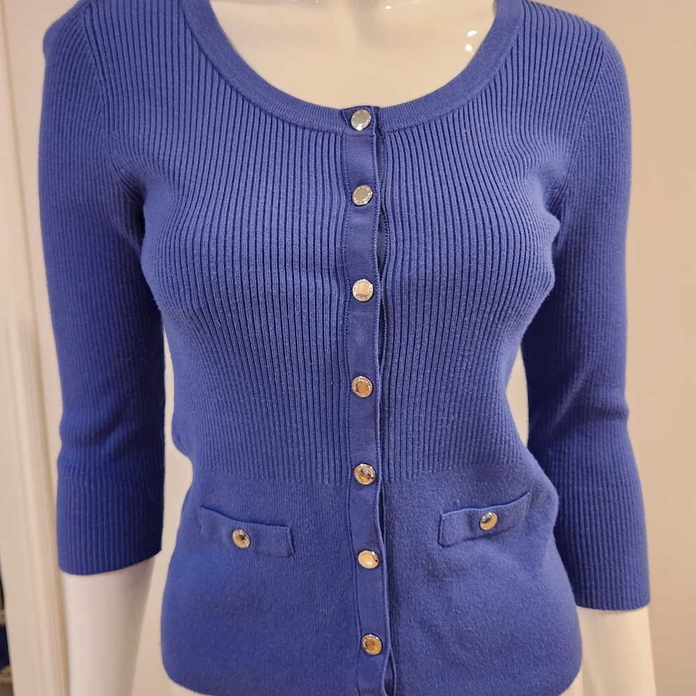 White House Black Market Cobalt Blue Button-Up Cardigan